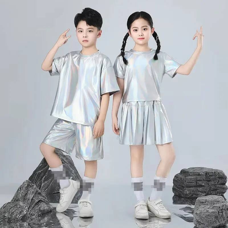 Street Fashion For Boy - Hip-Hop-Set für Jungen und Mädchen, silberfarben,