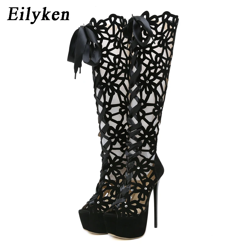Street Fashion Lady - EilyKen Ankle Lace-up Offene spitze Blumen