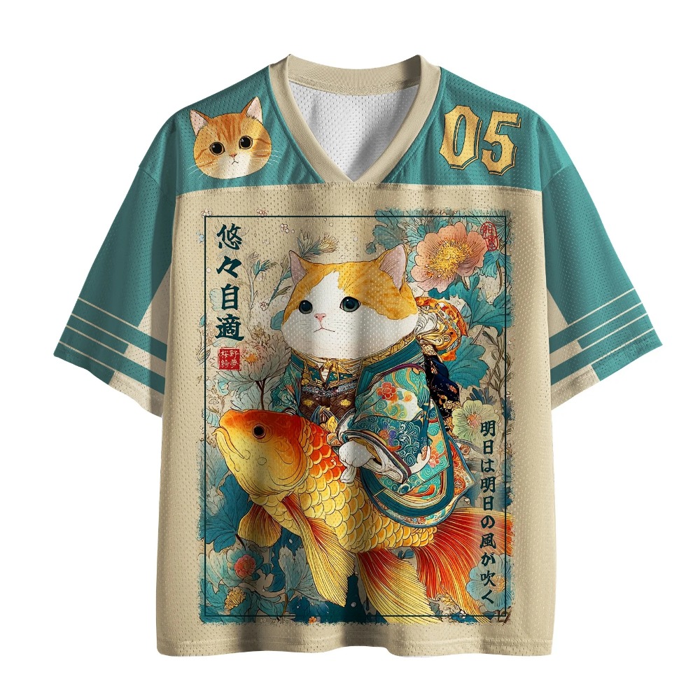 Fashion Street Cat - Japanisches Harajuku Cartoon-Katzen-Koi 3D-Druck Schnelltrocknendes Herren