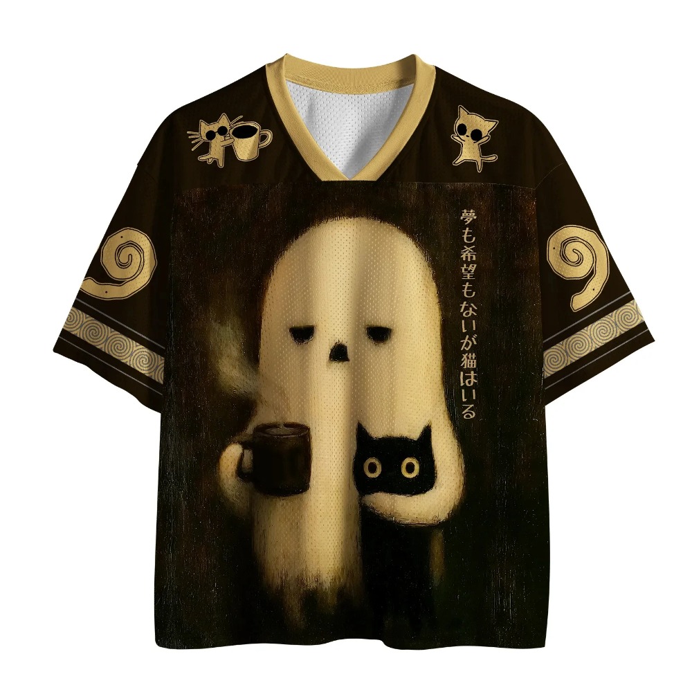 Fashion Street Cat - Sommermode Neues Japanisches Geister- und Katzen-3D-Druck-T-Shirt,