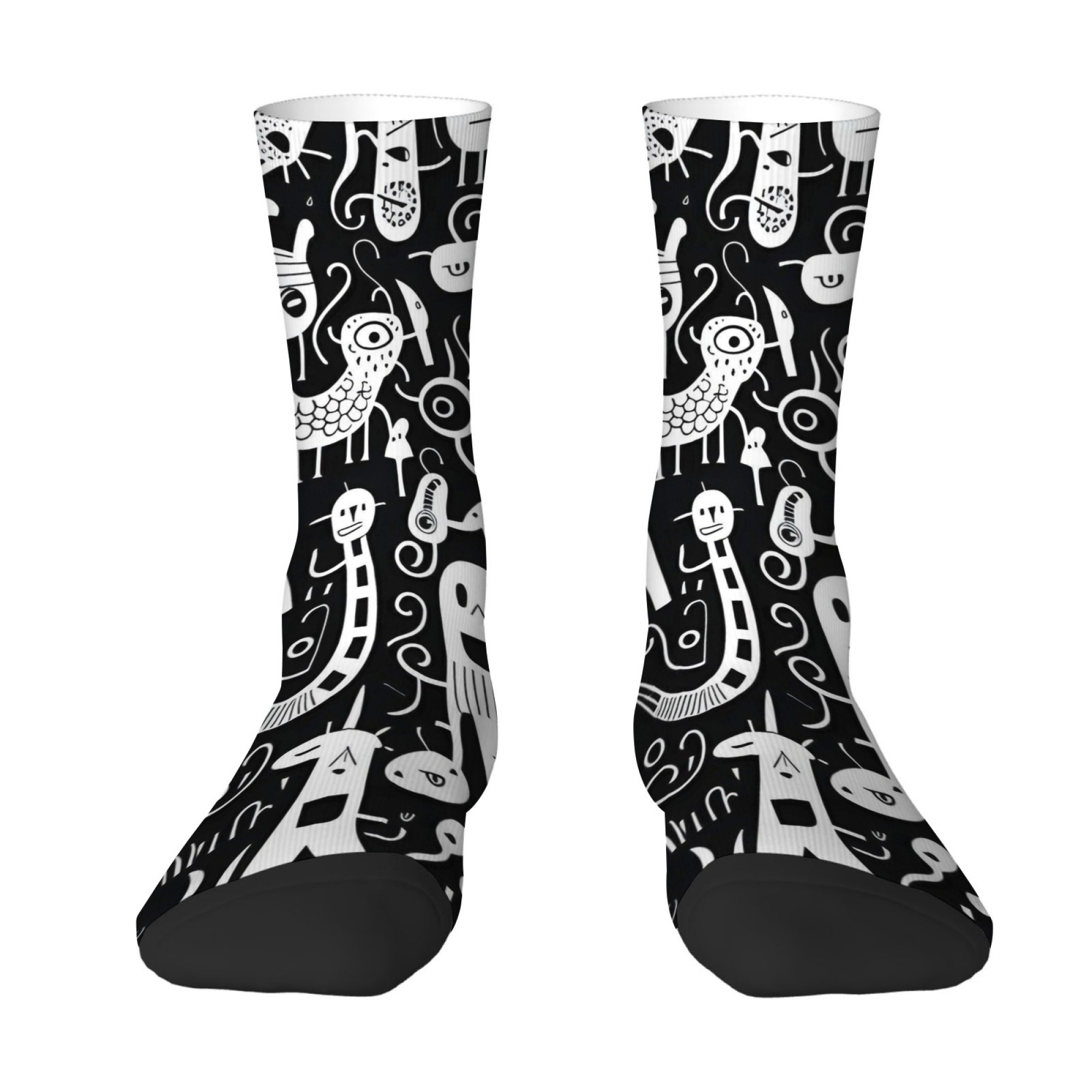 Schwarz-weiße Graffiti-Socken  – Street Fashion Youtube Bewertung und Preis
